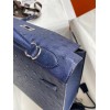 Hermes Kelly Sellier 32 Handmade Bag In Blue Iris Ostrich Leather
