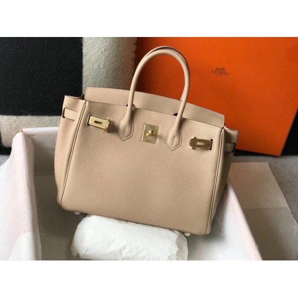 H**mes birkin 30 bag in trench clemence leather with ghw