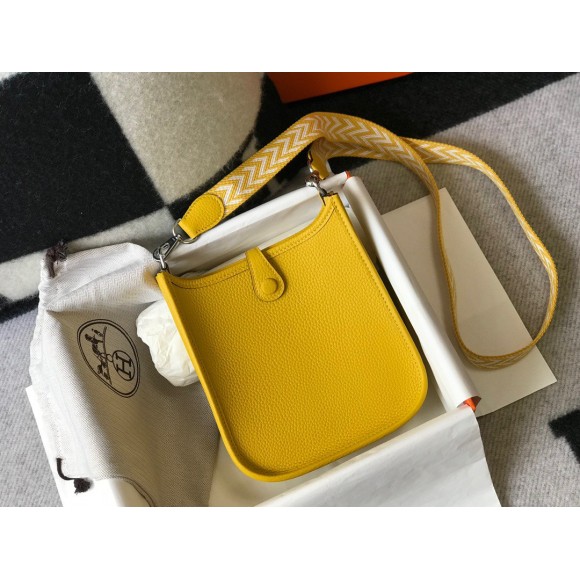 H**mes evelyne iii mini bag in yellow clemence leather