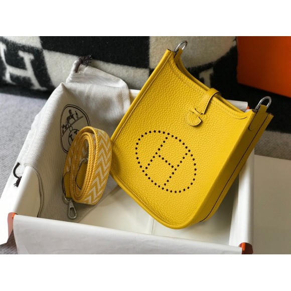 H**mes evelyne iii mini bag in yellow clemence leather