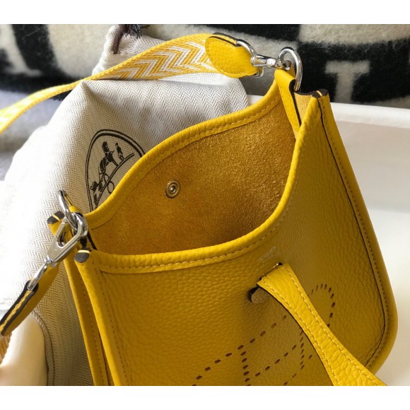 H**mes evelyne iii mini bag in yellow clemence leather