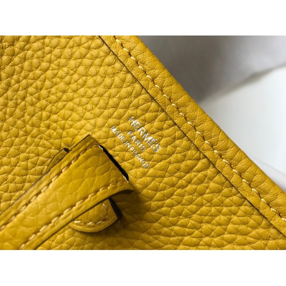 H**mes evelyne iii mini bag in yellow clemence leather