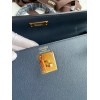 Hermes Kelly Sellier 32 Handmade Bag In Blue Indigo Epsom Calfskin
