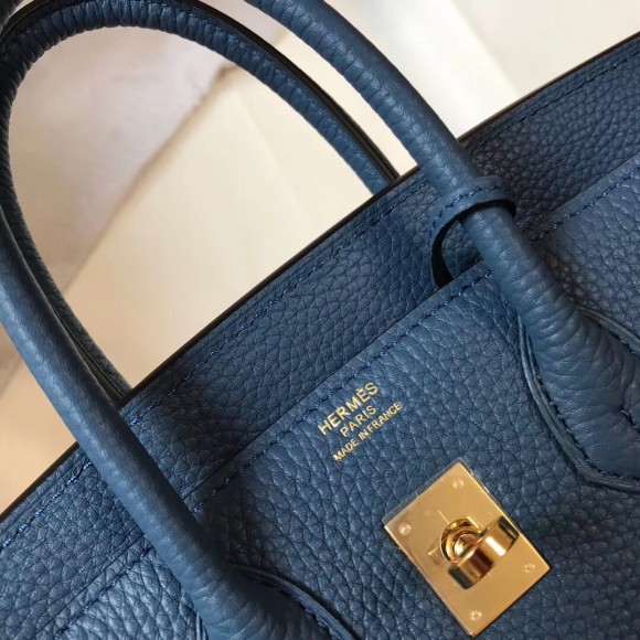 H**mes birkin 25 bag in blue agate clemence leather with ghw