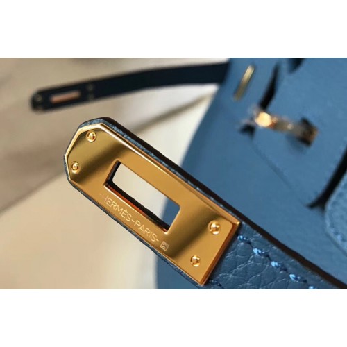 Hermes Birkin 25 Bag In Blue Agate Clemence Leather with GHW