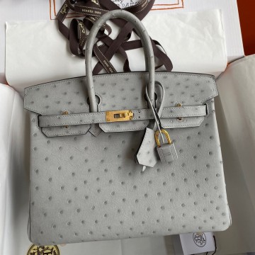 Hermes Birkin 25 Retourne Handmade Bag In Blue Glacier Ostrich Leather Hermes Birkin 25 Retourne Handmade Bag In Blue Glacier Ostrich Leather