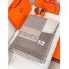 Hermes H Riviera Blanket in Beige Wool and Cashmere