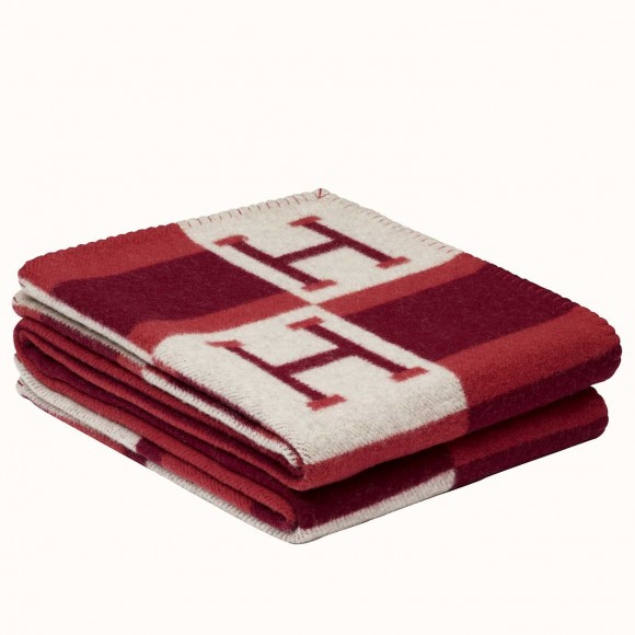 H**mes rouge avalon bayadere throw blanket