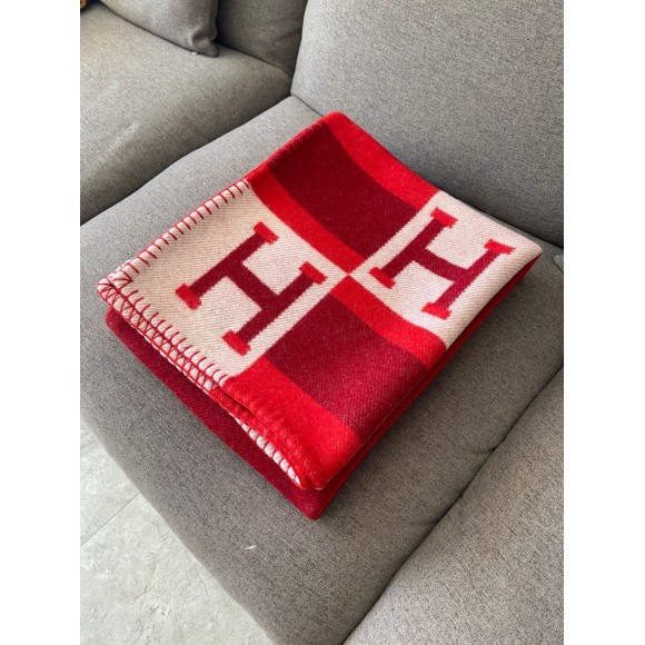 H**mes rouge avalon bayadere throw blanket