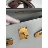 Hermes Kelly Retourne 32cm Handmade Bag In Blue Glacier Swift Calfskin