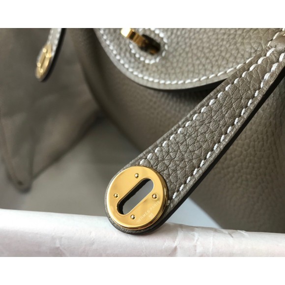 H**mes lindy mini bag in taupe clemence leather ghw