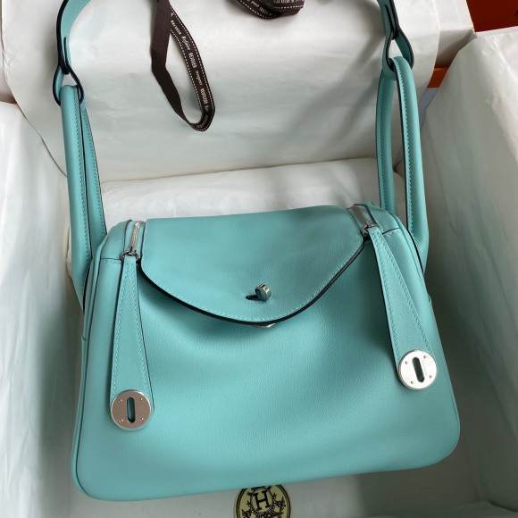 Hermes Lindy 26 Handmade Bag In Blue Atoll Swift Calfskin Hermes Lindy 26 Handmade Bag In Blue Atoll Swift Calfskin