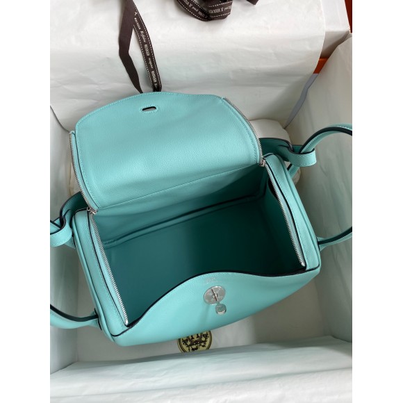 Hermes Lindy 26 Handmade Bag In Blue Atoll Swift Calfskin Hermes Lindy 26 Handmade Bag In Blue Atoll Swift Calfskin