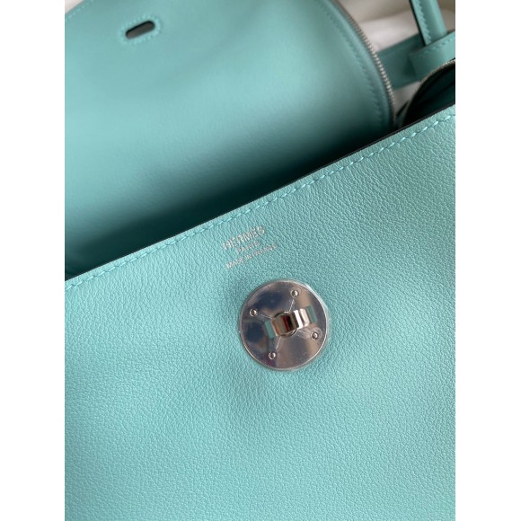 Hermes Lindy 26 Handmade Bag In Blue Atoll Swift Calfskin Hermes Lindy 26 Handmade Bag In Blue Atoll Swift Calfskin