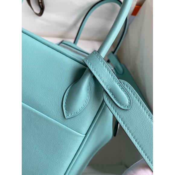 Hermes Lindy 26 Handmade Bag In Blue Atoll Swift Calfskin Hermes Lindy 26 Handmade Bag In Blue Atoll Swift Calfskin