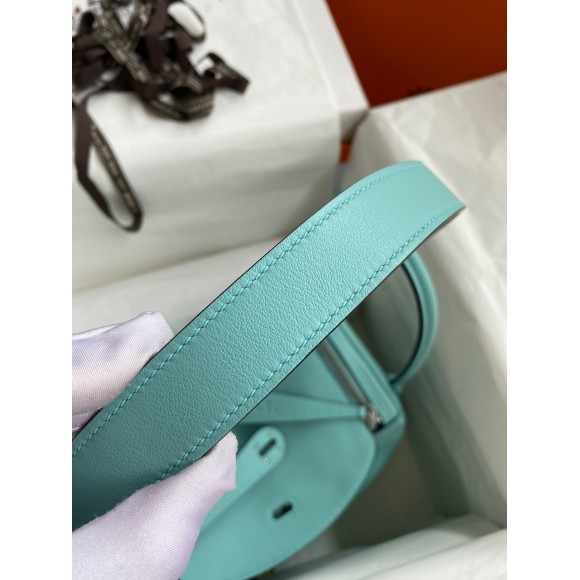 Hermes Lindy 26 Handmade Bag In Blue Atoll Swift Calfskin Hermes Lindy 26 Handmade Bag In Blue Atoll Swift Calfskin