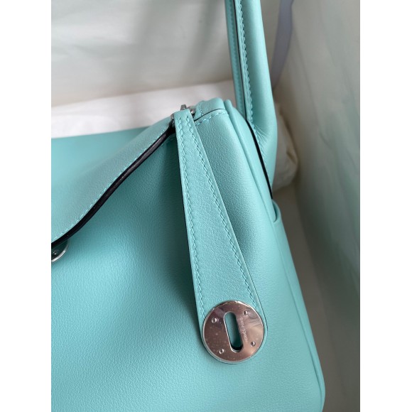 Hermes Lindy 26 Handmade Bag In Blue Atoll Swift Calfskin Hermes Lindy 26 Handmade Bag In Blue Atoll Swift Calfskin