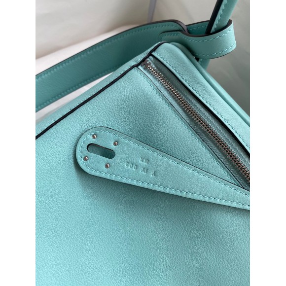 Hermes Lindy 26 Handmade Bag In Blue Atoll Swift Calfskin Hermes Lindy 26 Handmade Bag In Blue Atoll Swift Calfskin