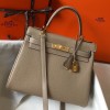 Hermes Kelly 32cm Retourne Bag in Tourterelle Clemence Leather GHW