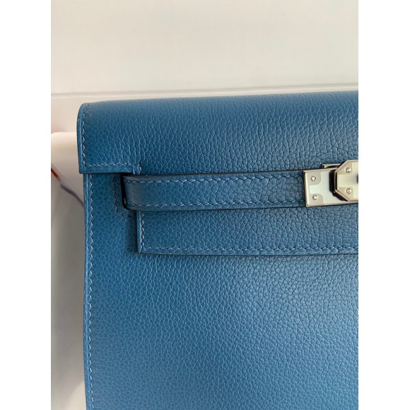 H**mes kelly danse ii handmade bag in deep blue evercolor calfskin