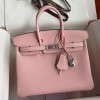Hermes Birkin 25 Retourne Handmade Bag In Rose Sakura Epsom Calfskin