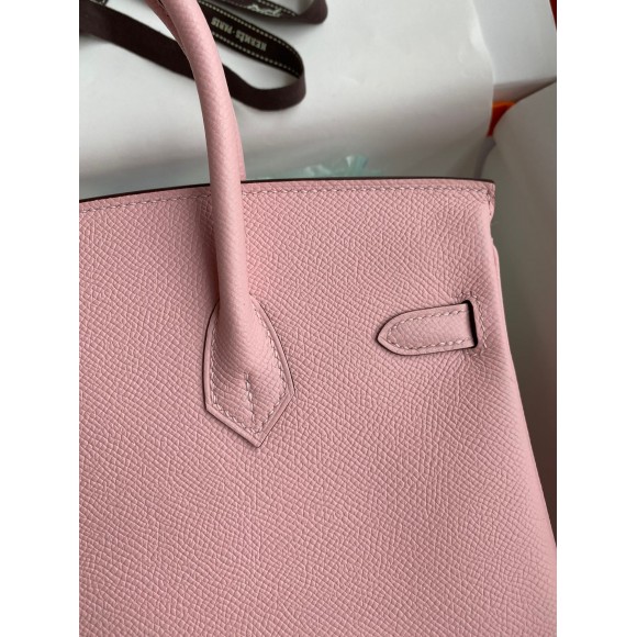 H**mes birkin 25 retourne handmade bag in rose sakura epsom calfskin