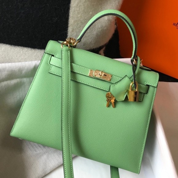 H**mes kelly 28cm sellier bag in vert cypres epsom calfskin ghw