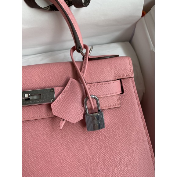 H**mes kelly sellier 28 handmade bag in rose confetti epsom calfskin