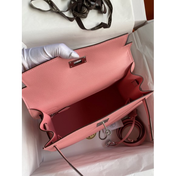 H**mes kelly sellier 28 handmade bag in rose confetti epsom calfskin