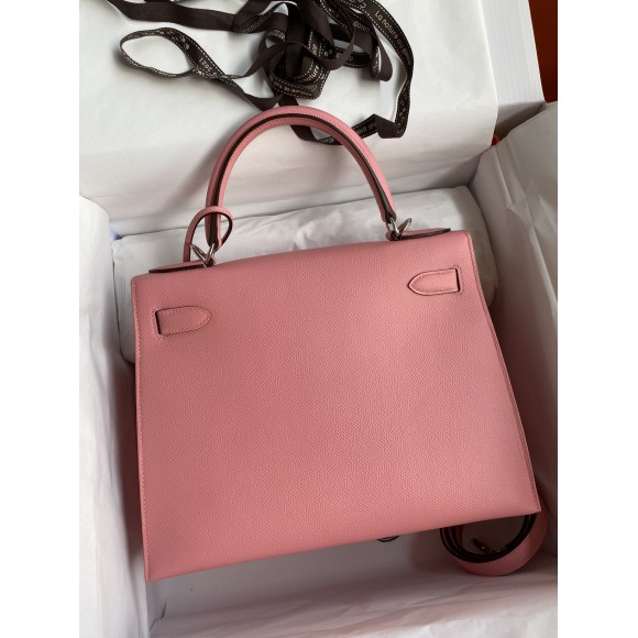 H**mes kelly sellier 28 handmade bag in rose confetti epsom calfskin