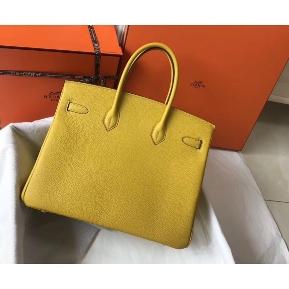 H**mes birkin 35 bag in yellow clemence leather with ghw