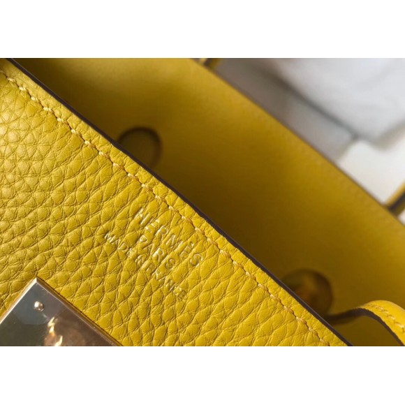 H**mes birkin 35 bag in yellow clemence leather with ghw