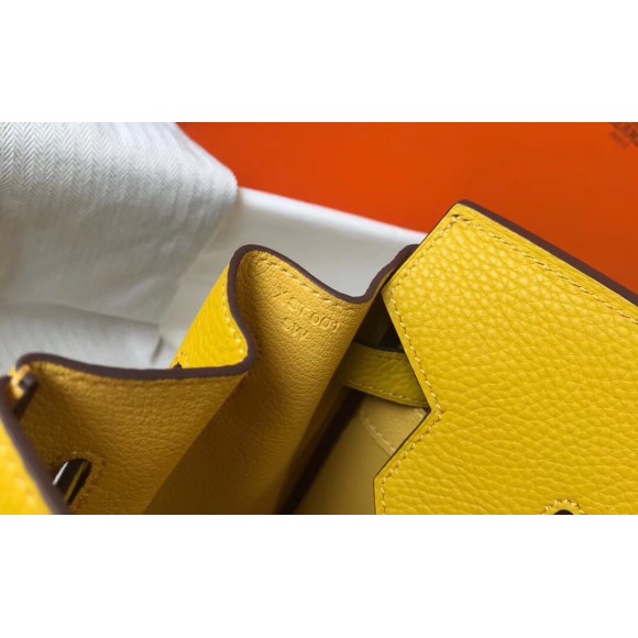 H**mes birkin 35 bag in yellow clemence leather with ghw