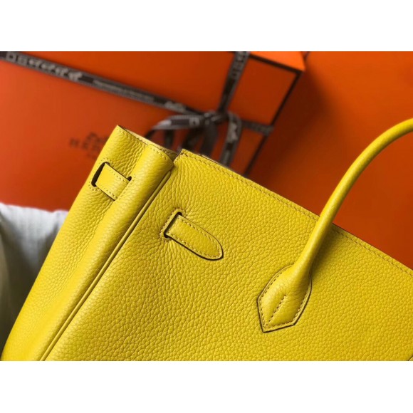 H**mes birkin 35 bag in yellow clemence leather with ghw