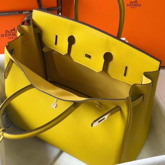 H**mes birkin 35 bag in yellow clemence leather with ghw