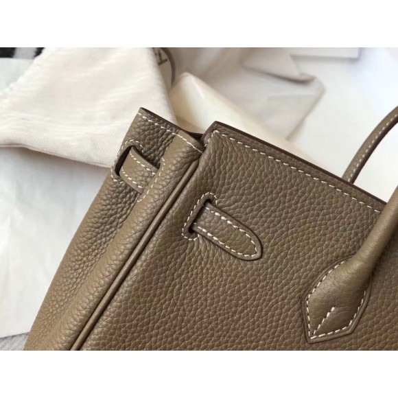 H**mes birkin 25 bag in taupe clemence leather with ghw