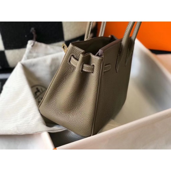 H**mes birkin 25 bag in taupe clemence leather with ghw