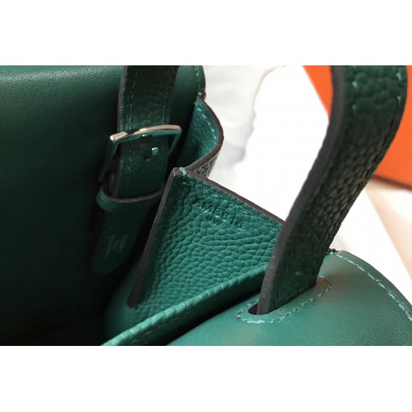 H**mes halzan 31cm bag in malachite clemence leather