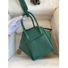 Hermes Lindy 26 Handmade Bag In Malachite Clemence Leather