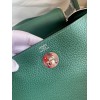 Hermes Lindy 26 Handmade Bag In Malachite Clemence Leather