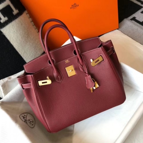 Hermes Birkin 30 Bag in Bordeaux Clemence Leather with GHW Hermes Birkin 30 Bag in Bordeaux Clemence Leather with GHW