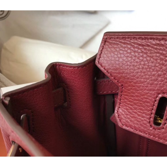 H**mes birkin 30 bag in bordeaux clemence leather with ghw