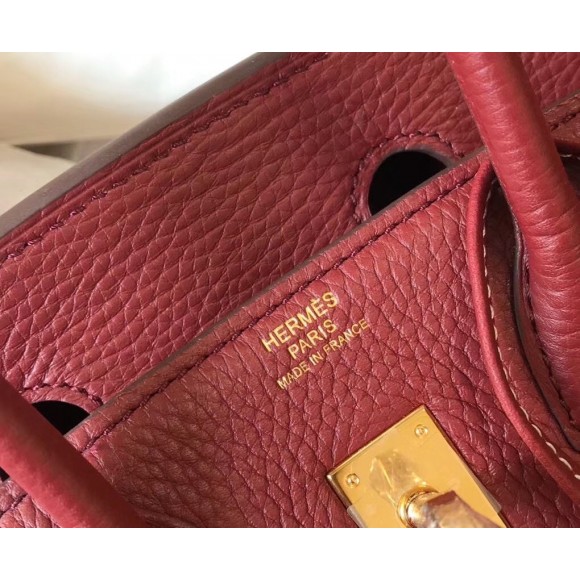 H**mes birkin 30 bag in bordeaux clemence leather with ghw