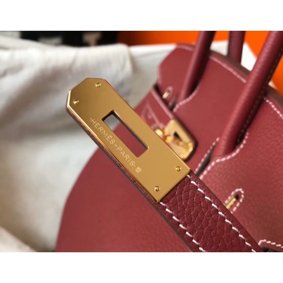 H**mes birkin 30 bag in bordeaux clemence leather with ghw