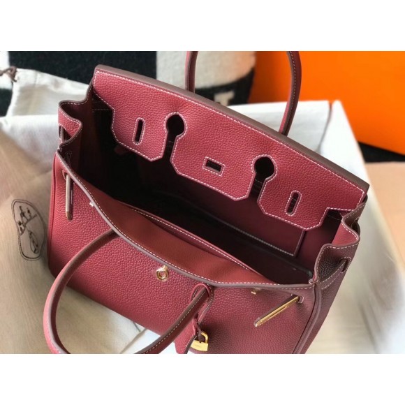 H**mes birkin 30 bag in bordeaux clemence leather with ghw