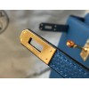 Hermes Kelly 25cm Retourne Bag in Blue Agate Clemence Leather GHW
