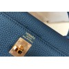 Hermes Kelly 25cm Retourne Bag in Blue Agate Clemence Leather GHW