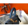 Hermes Kelly 25cm Retourne Bag in Blue Agate Clemence Leather GHW