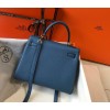Hermes Kelly 25cm Retourne Bag in Blue Agate Clemence Leather GHW