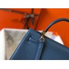 Hermes Kelly 25cm Retourne Bag in Blue Agate Clemence Leather GHW